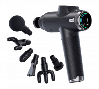 Новинка! Ударний масажер Fusion Black Pro з комплектом насадок