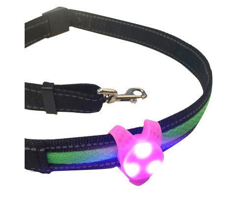 Led брелок-клипса мигающий с адресником для собак на ошейник Pink