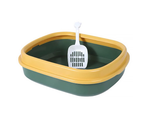 Туалет лоток для кошек с лопаткой Taotaopets 225501 46*38*13 см Green
