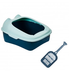 Туалет для кошек с лопаткой Taotaopets 268802 лоток для котов 40*30*18,5 cm Blue