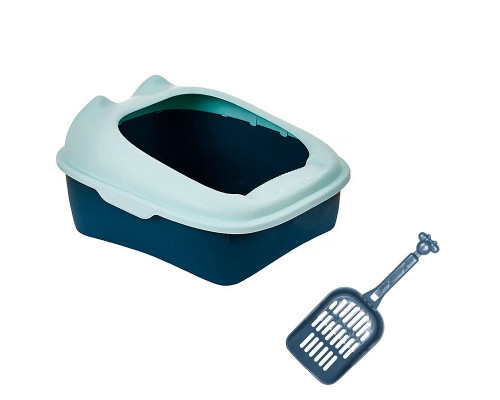 Туалет для кошек с лопаткой Taotaopets 268802 лоток для котов 40*30*18,5 cm Blue