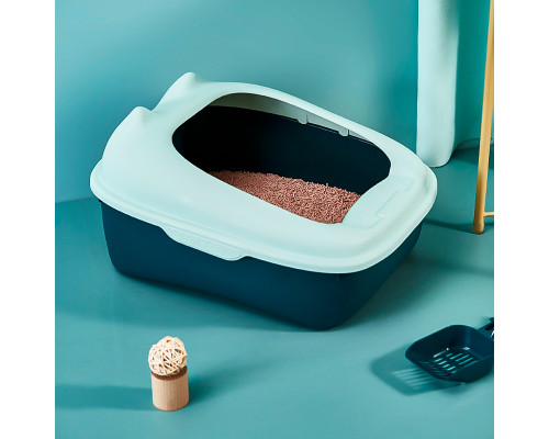 Туалет для кошек с лопаткой Taotaopets 268802 лоток для котов 40*30*18,5 cm Blue