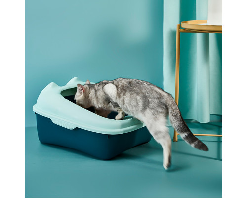 Туалет для кошек с лопаткой Taotaopets 268802 лоток для котов 40*30*18,5 cm Blue