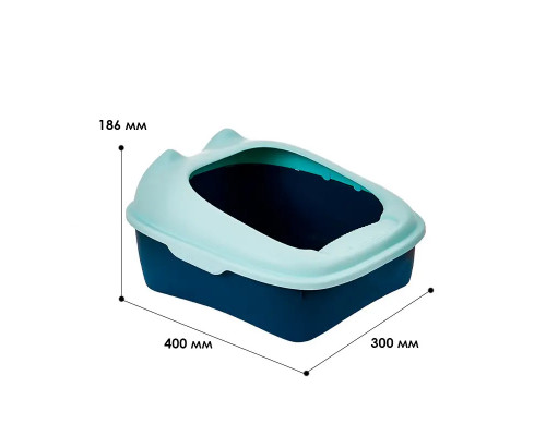 Туалет для кошек с лопаткой Taotaopets 268802 лоток для котов 40*30*18,5 cm Blue
