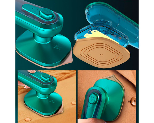 Ручной мини утюг Micro Steam Iron C020 портативный для сухой и влажной глажки 220В Green
