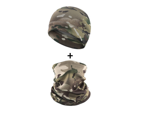 Комплект шапка-баф флисовая JY-139 Camouflage CP