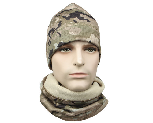 Комплект шапка-баф флисовая JY-139 Camouflage CP