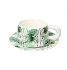 Сувенирный подарочный кофейный набор Qinglan Ruomeng чашка+блюдце+подарочная коробка керамический White