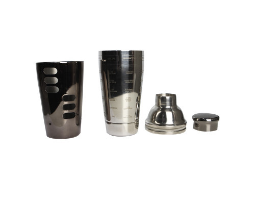 Шейкер для коктейлей FS7263 из нержавеющей стали 600 мл с рецептами Black