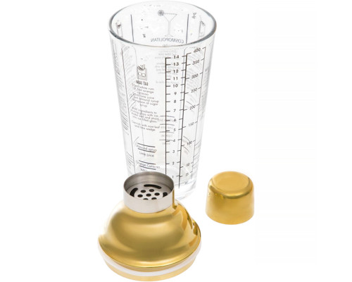 Шейкер для коктейлей KM-40G стеклянный 400 мл Gold