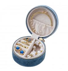 Органайзер шкатулка Casegrace SP-01306 для украшений и ювелирных изделий бархатная на молнии Blue