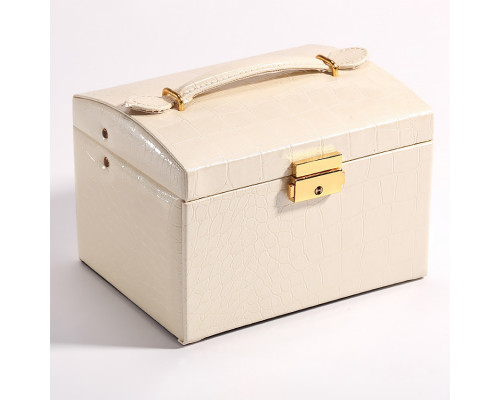 Шкатулка Casegrace SP-01111 для украшений и ювелирных изделий трехуровневая с зеркалом Champagne