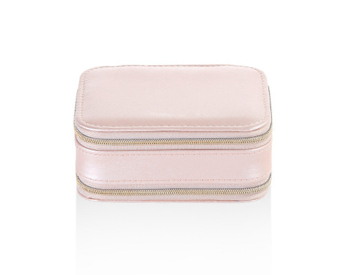 Шкатулка Casegrace SP-01167 для украшений и ювелирных изделий портативная с зеркалом и двойной молнией 11,5*8,5*5 см Pink