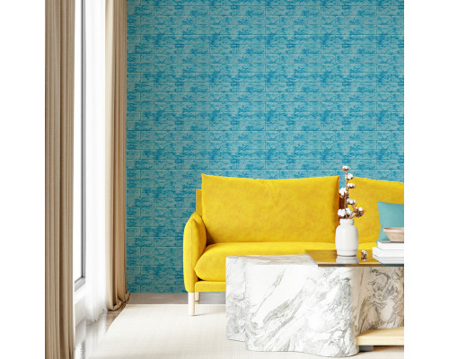 Декоративная 3D панель самоклейка 700x770x5мм Мрамор голубой (кирпич) (065) SW-00000033