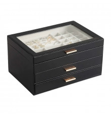 Шкатулка Casegrace SP-01223 для украшений и ювелирных изделий трехуровневая 26,5*18*13,5 см Black