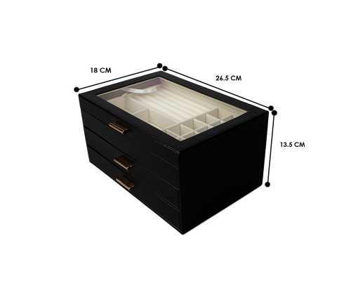 Шкатулка Casegrace SP-01223 для украшений и ювелирных изделий трехуровневая 26,5*18*13,5 см Black