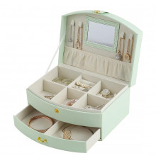Шкатулка Casegrace SP-01245 для украшений и ювелирных изделий двохуровневая с зеркалом и ручкой 20*15*10 см Tiffany