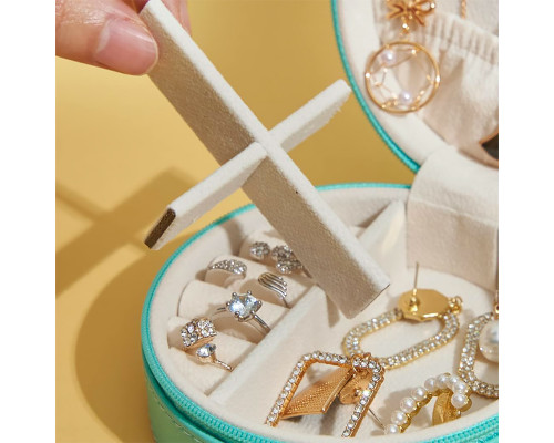 Шкатулка Casegrace SP-1257 для украшений и ювелирных изделий портативная круглая 11*11*5 см Turquoise