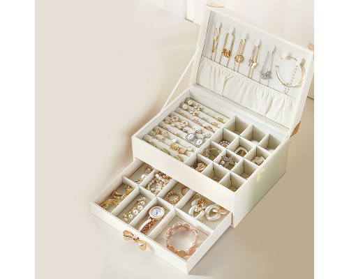 Шкатулка Casegrace SP-01261 для украшений и ювелирных изделий двухуровневая  23*17*12 см White