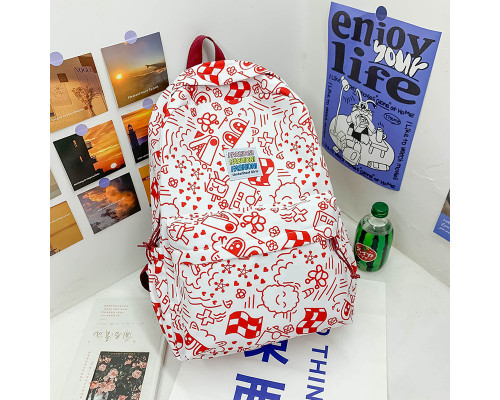 Рюкзак подростковый 5154 с рисунками 20-35 л Red