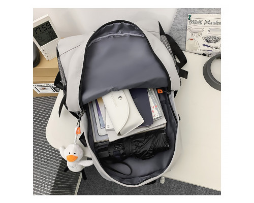 Рюкзак подростковый 901229 с брелком 20-35L школьный White