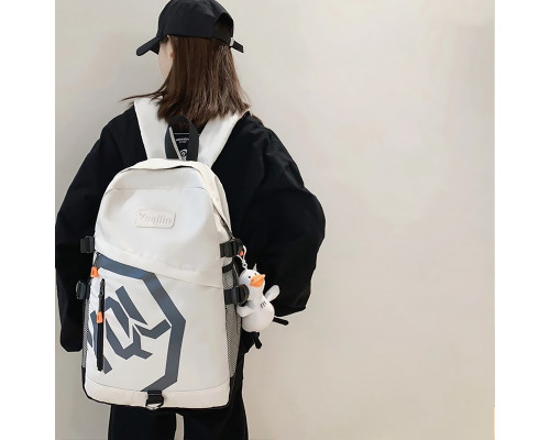 Рюкзак подростковый 901229 с брелком 20-35L школьный White