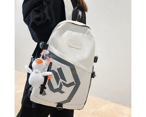 Рюкзак подростковый 901229 с брелком 20-35L школьный White