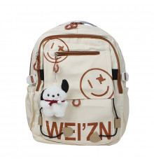 Рюкзак подростковый WEI'ZN-20237 с брелком на 2 отделения 20-35L школьный Ivory