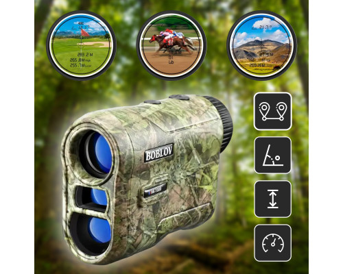 Профессиональный водонепроницаемый лазерный дальномер Boblov NK-1000 для измерения угла и скорости до 1000 метров.