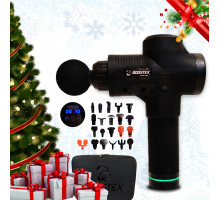 Бесплатная доставка. Ударный перкуссионный массажер Boostex (massage gun) 30 режимов, 21 насадка, батарея