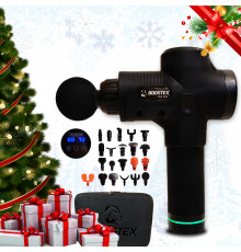 Бесплатная доставка. Ударный перкуссионный массажер Boostex (massage gun) 30 режимов, 21 насадка, батарея
