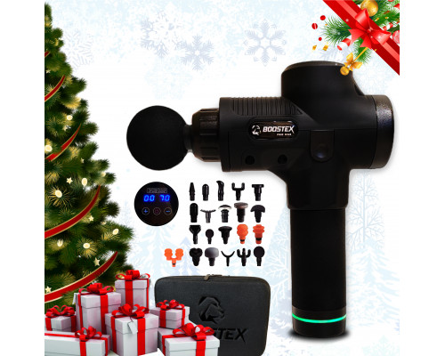 Бесплатная доставка. Ударный перкуссионный массажер Boostex (massage gun) 30 режимов, 21 насадка, батарея