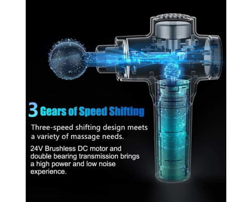 Ударный перкуссионный массажер  Massage Gun Max 30 режимов и 12 насадок с кейсом (Черный)