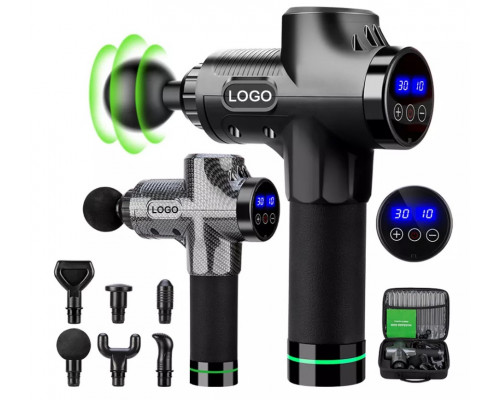 Ударный перкуссионный массажер  Rlaxyoo S3 Massage Gun  (12 насадок) 30 режимов (Карбон)