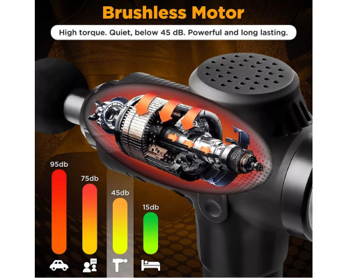 Ударный перкуссионный массажер  Massage Gun Max- 30 режимов +12 насадок +запасная батарея +кейс (Черный)