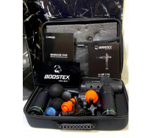 Внимание новинка. Ударный перкуссионный массажер Boostex PRO MАХ-30 режимов +20 насадок, +запасная батарея 2500am/h +кейс (Черный)