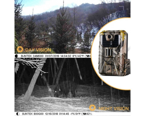 Фотоловушка Suntek HC 900A с углом обзора 120°, ночной съемкой и датчиком движения для охоты и наблюдения.