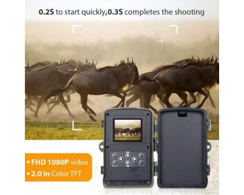 Фотоловушка Suntek HC-810A с датчиком движения и ночной съемкой, обзор 120°, дистанция 20 м, защита IP65. Камера для охраны территории.