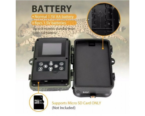 Фотоловушка Suntek HC-810A с датчиком движения и ночной съемкой, обзор 120°, дистанция 20 м, защита IP65. Камера для охраны территории.