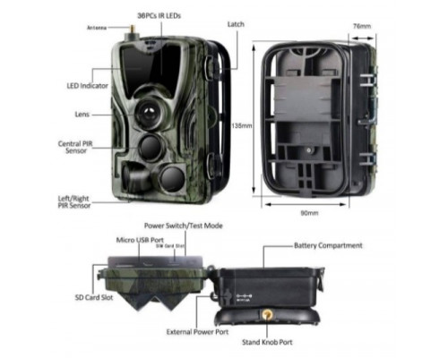 Фотоловушка Suntek HC 801M с GSM модулем G2, обзор 120°, ночная съемка, датчик движения, защита IP65, дальность 25 м.