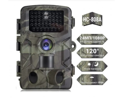 Фотоловушка Suntek HC-808A с углом обзора 120°, датчиком движения, ночной съемкой и защитой IP65 — камера для охраны на расстоянии до 20 метров.