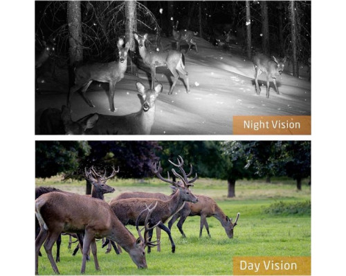 Фотоловушка Suntek HC-808A с углом обзора 120°, датчиком движения, ночной съемкой и защитой IP65 — камера для охраны на расстоянии до 20 метров.