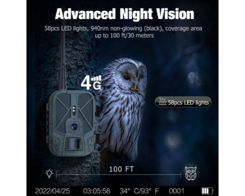 Фотоловушка HC940 LTE PRO с передачей данных, аккумулятор 10000mAh, 4G и APP, видео 4K, фото 30MP