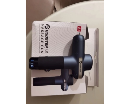 Профессиональный перкуссионный массажер Booster Lightsaber U1 (24v) – синий массажный пистолет для тела