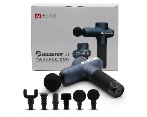 Профессиональный перкуссионный массажер Booster Lightsaber U1 (24v) – синий массажный пистолет для тела