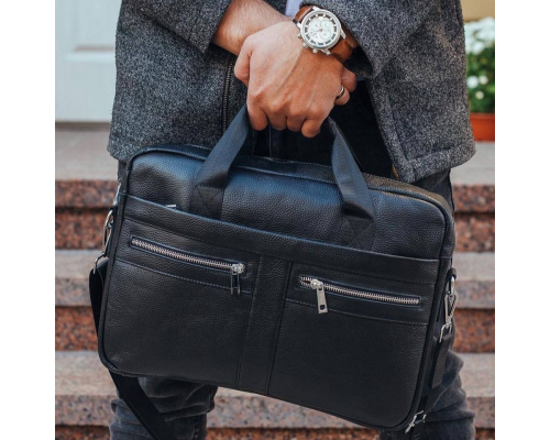 Мужская сумка для ноутбука и документов 39x28×8,  портфель для офисной работы, черный