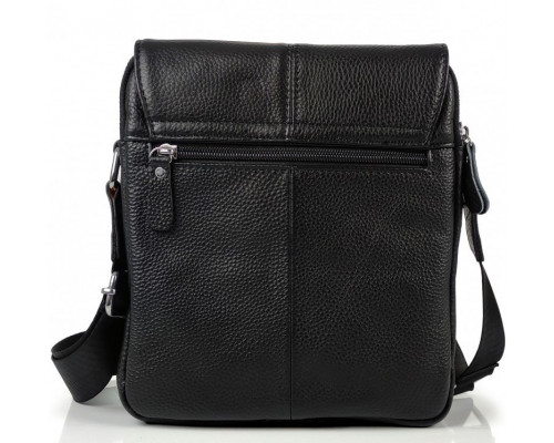 Мужская кожаная сумка планшет 21х24х6, барсетка на одно плечо Tiding Bag M1254A черная