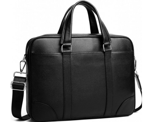 Кожаная мужская сумка для документов и ноутбука 40x30x8, портфель для офиса SL-21511, черный