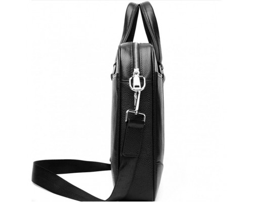 Кожаная мужская сумка для документов и ноутбука 40x30x8, портфель для офиса SL-21511, черный