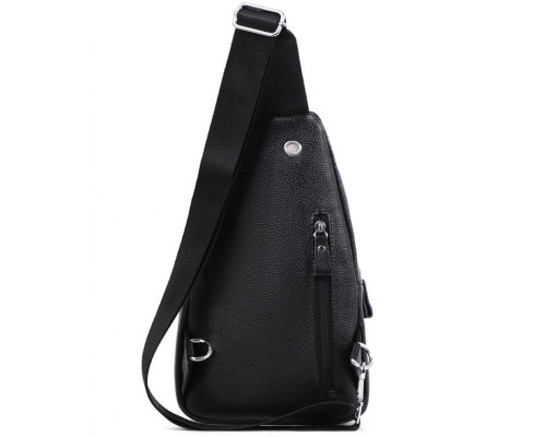 Сумка-слинг мужская через плече 17х32х8, бананка из натуральной кожи TIDING BAG A25F-515-1A черная